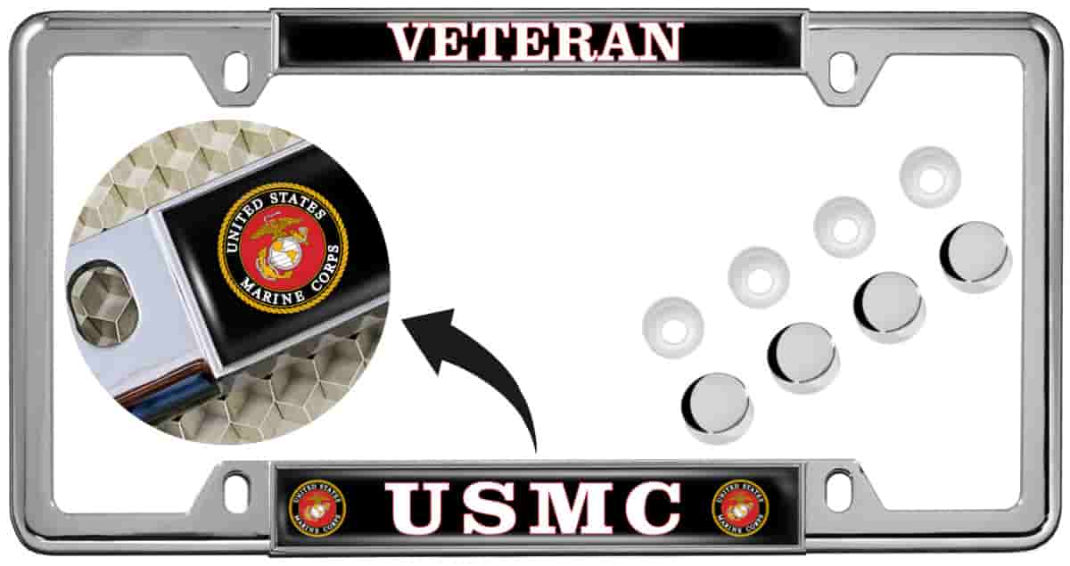 USMC - Veteran Marine Corps - Car Metal License Plate Frame